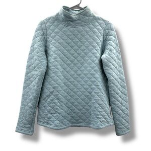 Orvis Light Blue Diamond Quilted Long Sleeve High‎ Neck Sweatshirt Sweater Sz XS